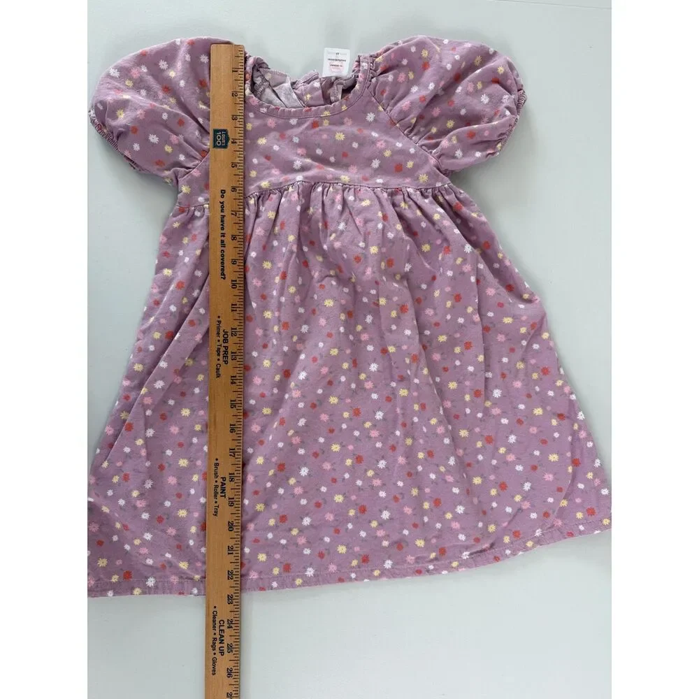 Wonder Nation Toddler Girls Purple Floral Short Sleeve Dress Size 5T